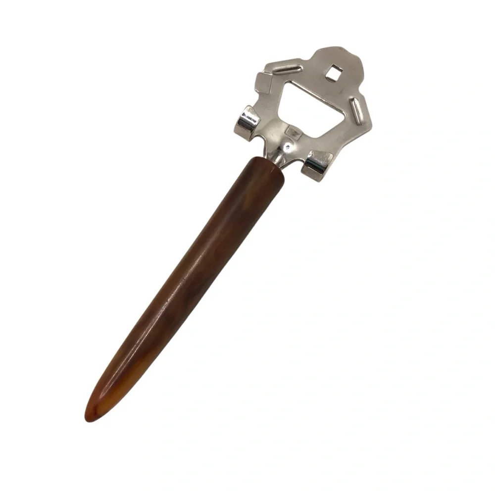 Vintage Mid Century Bakelite Bottle Can Opener Brown Swirled Handle Barware Tool
